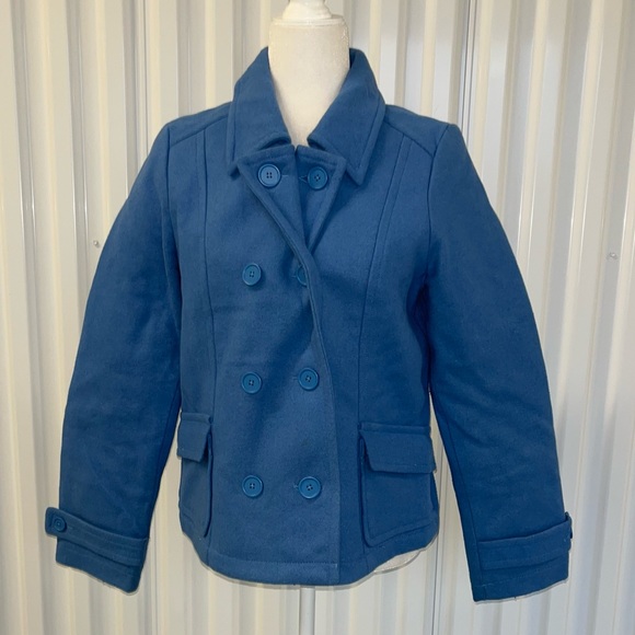 Old Navy Double Breasted Wool Blend Blue Pea Coat Small - Picture 4 of 8